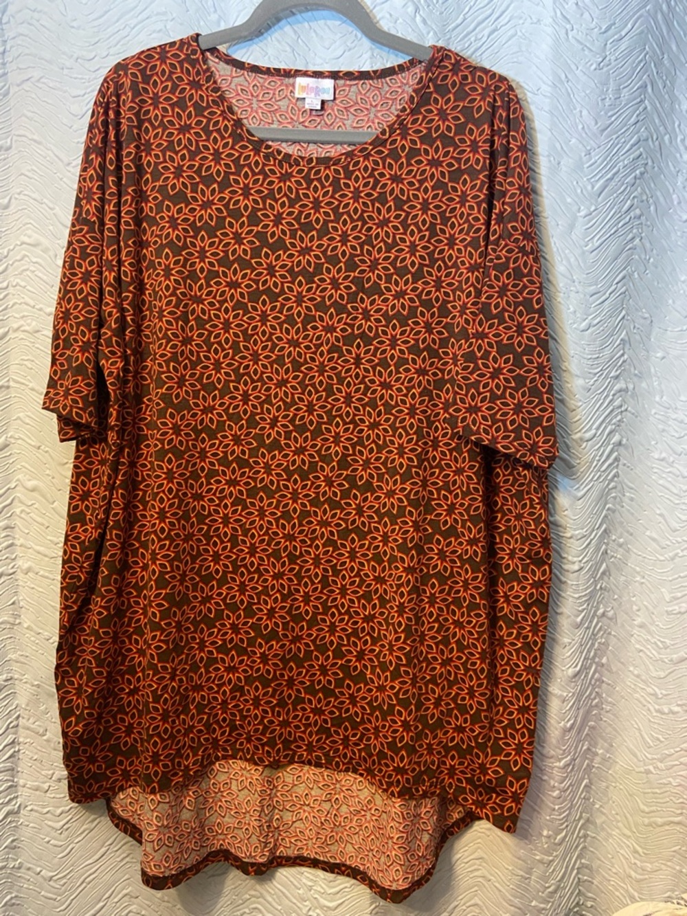 LuLaRoe Brown Tunic with Orange Floral Motif